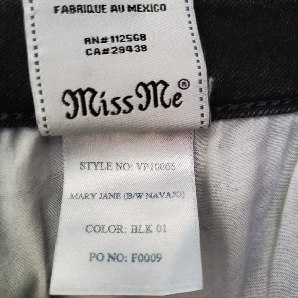 Miss Me Vintage Collection Black Boho Tribal Embroidered Jeans - Picture 15 of 16